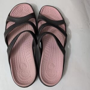 Crocs Women's Black and Pink Sandals